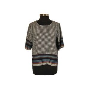 Forever 21 Women's Large Multicolor Geometric Boho Top Short Sleeve Lightweight